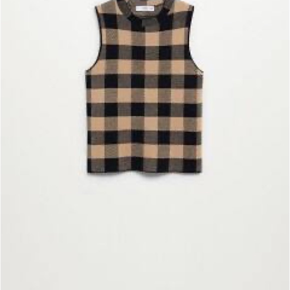 Mango Checkered Sleeveless Top - Picture 1 of 2